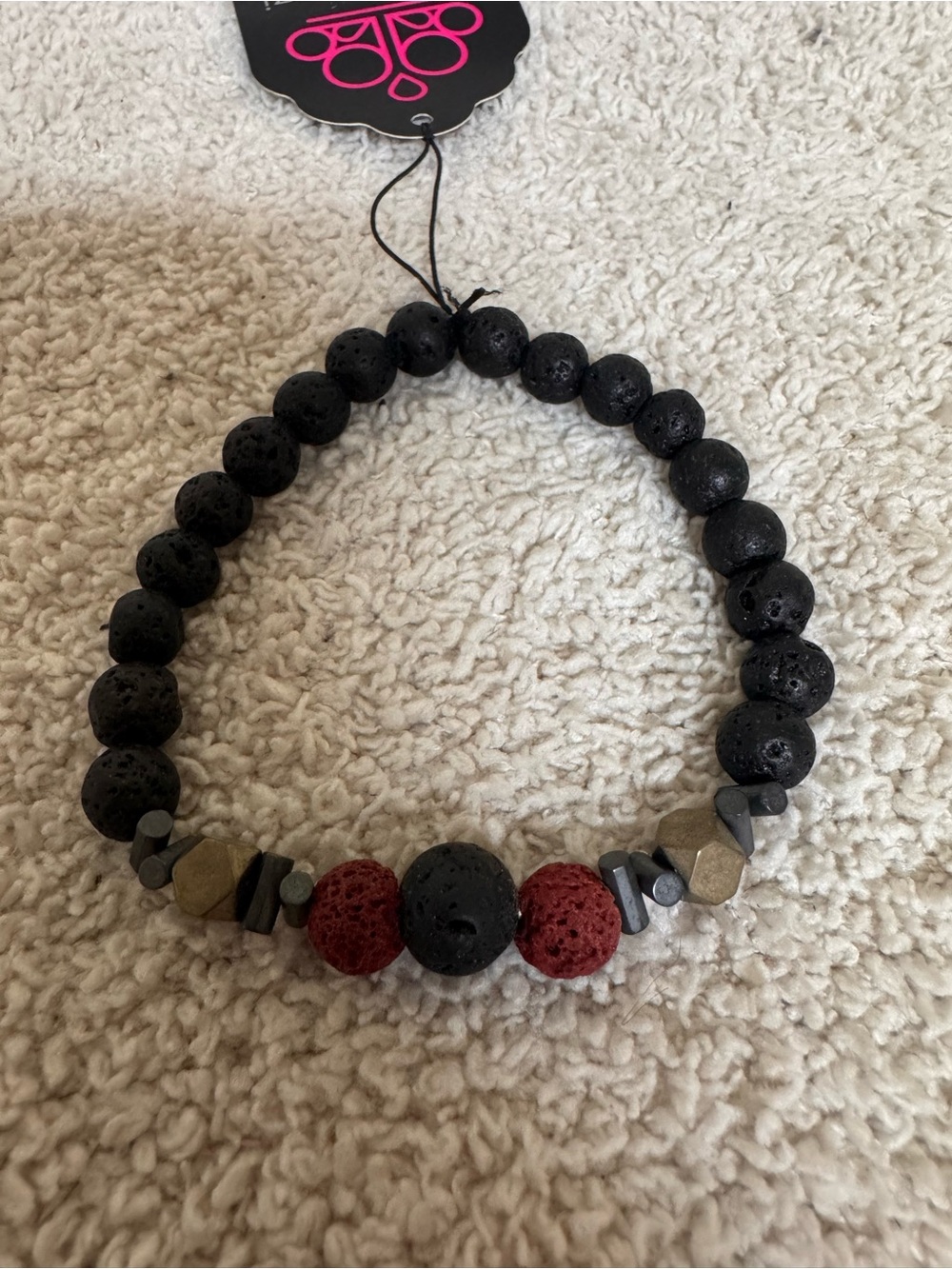 Paparazzi Black and Red Lava Bead Stretch Bracelet